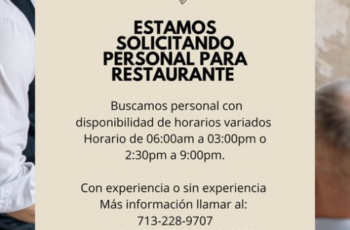 Alerta De Trabajo – Houston TX – Restaurante – Haga clic para más información